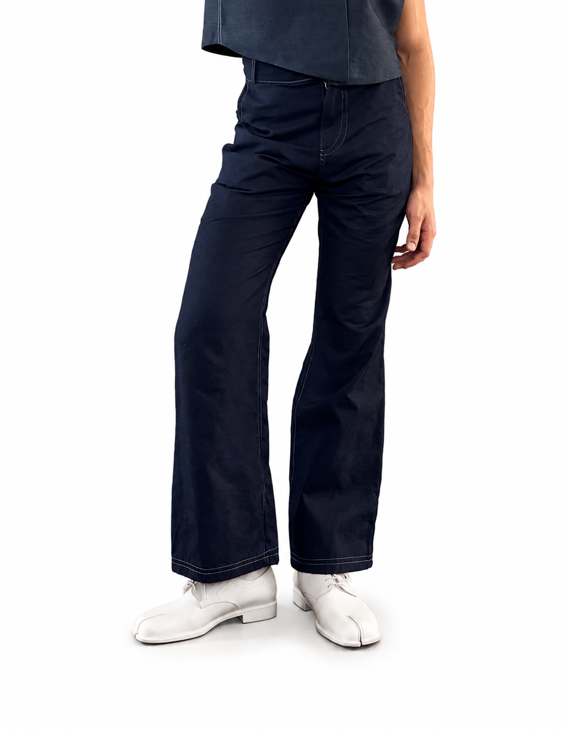 Dark-Blue Flared Denim Jeans