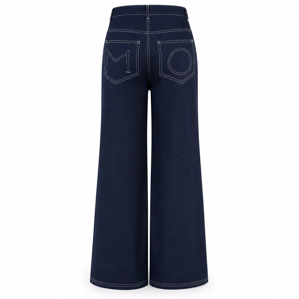 Dark-Blue Flared Denim Jeans