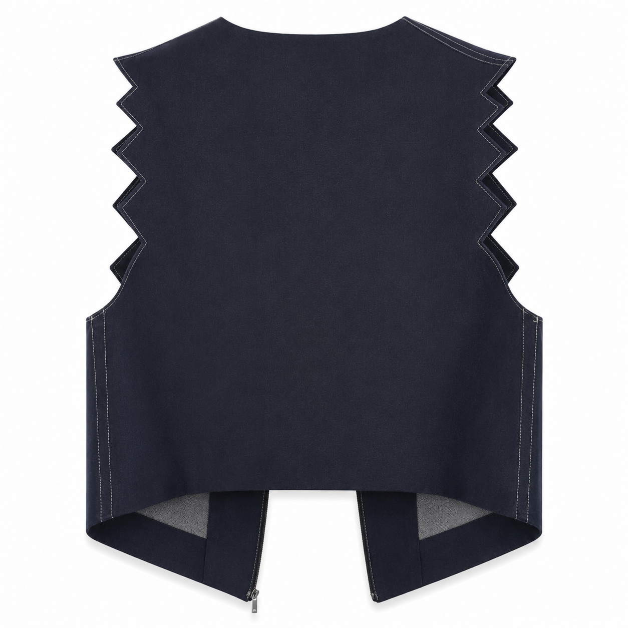 Shoulder Zigzag Open Denim Vest