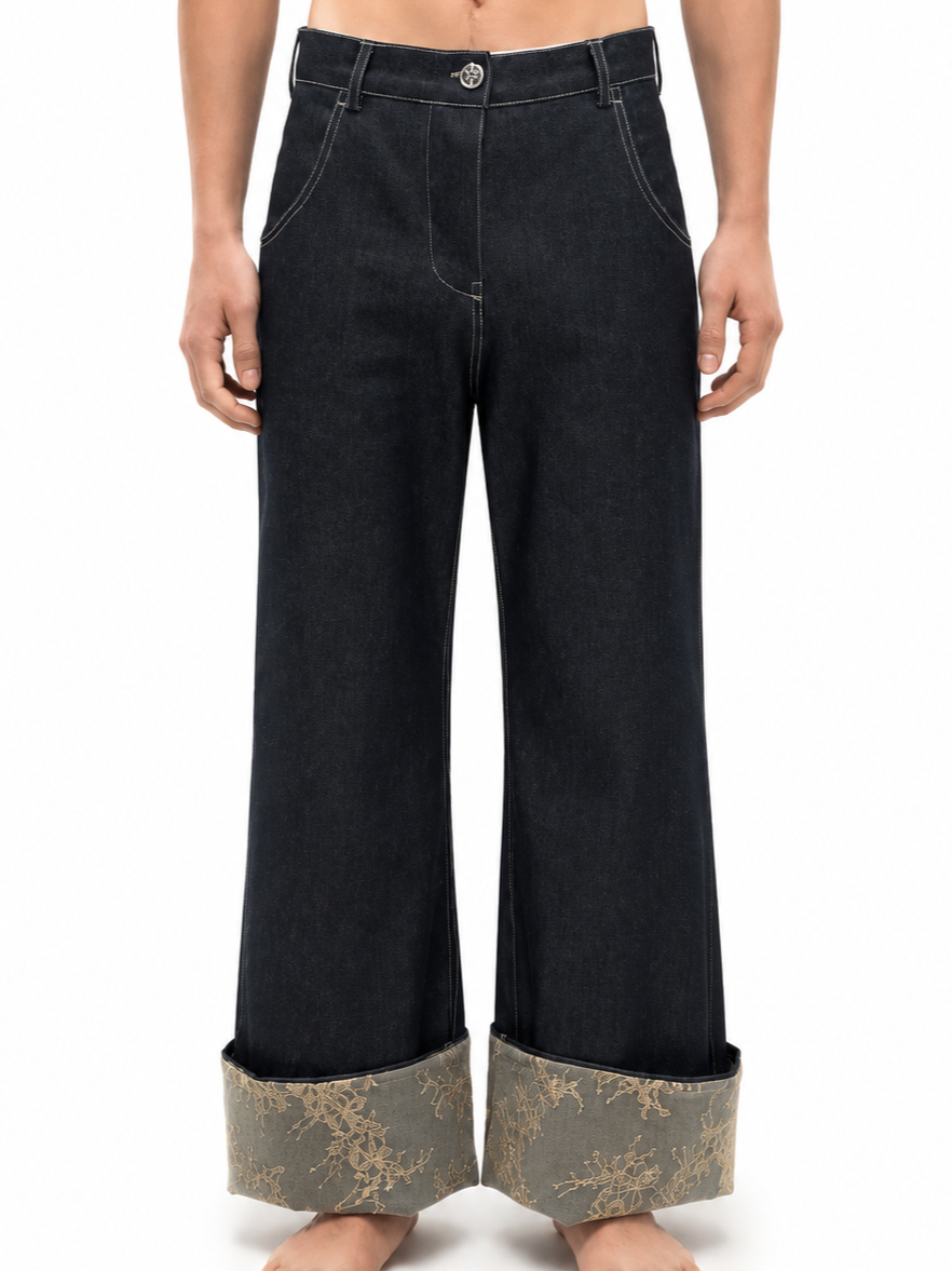 Bloom Cuff Wide-Leg Denim