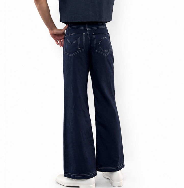 Dark-Blue Flared Denim Jeans