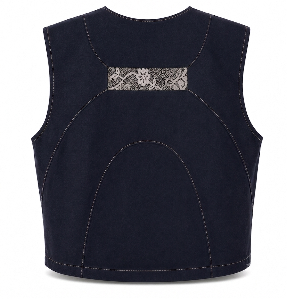 Denim Lace Vest