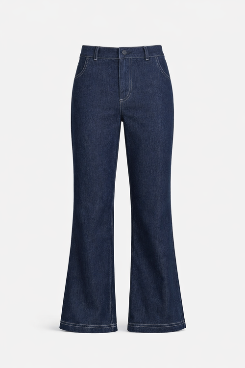 Dark-Blue Flared Denim Jeans