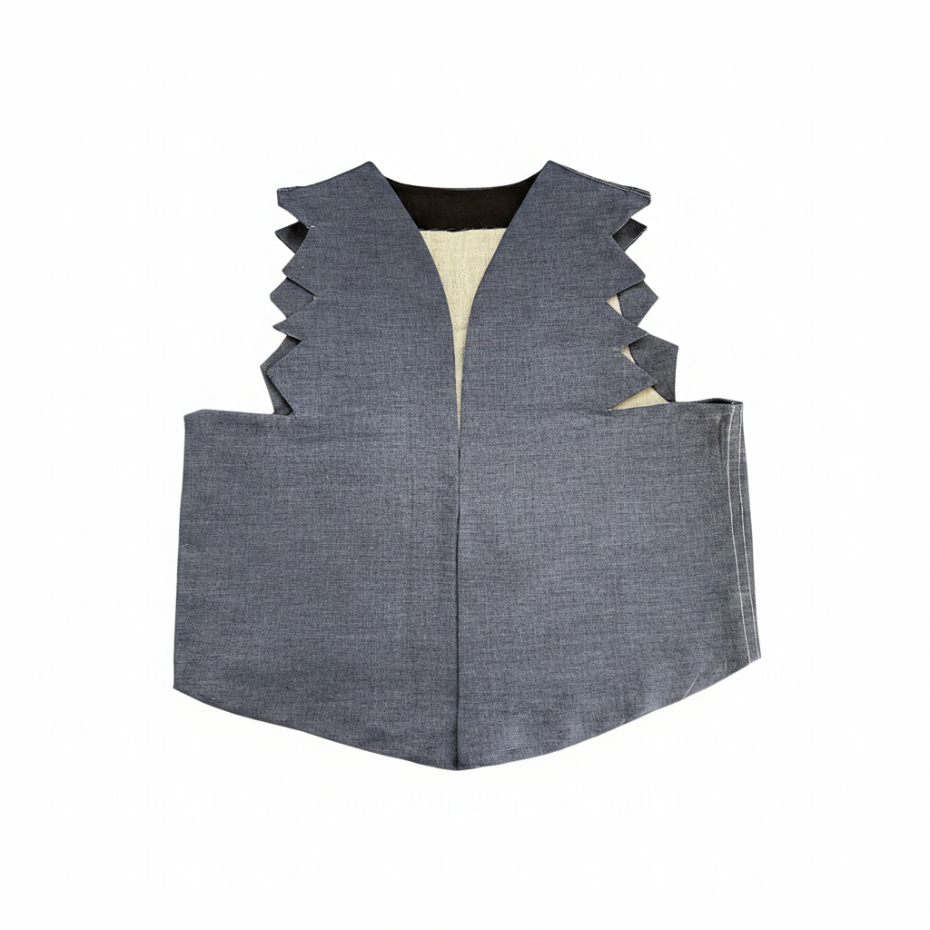 Shoulder Zigzag Open Denim Vest